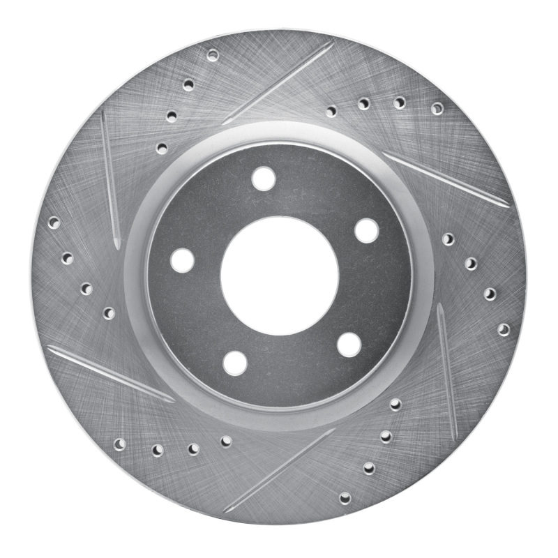 Nissan Altima Brake Rotor (1) - Front Left - R1 Concepts - Drilled & Slotted - Silver - `13-`25
